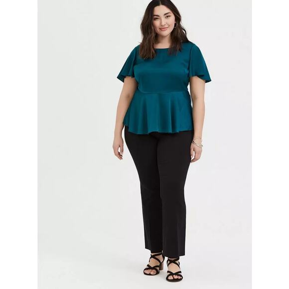 NWT Torrid Dark Teal Charmeuse Flutter Sleeves Babydoll Blouse PIus Size 4X (26) - Picture 3 of 4